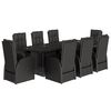 vidaXL 9-delige Tuinset poly rattan zwart