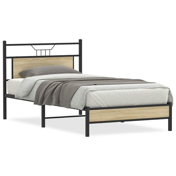 vidaXL Bedframe zonder matras 107x203cm spaanplaat sonoma eikenkleurig