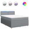 vidaXL Boxspring met matras stof lichtgrijs 140x200 cm
