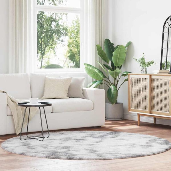 vidaXL Hoogpolig vloerkleed NAVARRA 200x200 cm polyester zilvergrijs