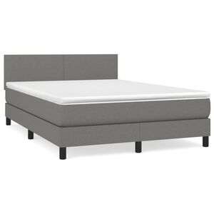 vidaXL Boxspring met matras stof donkergrijs 140x200 cm