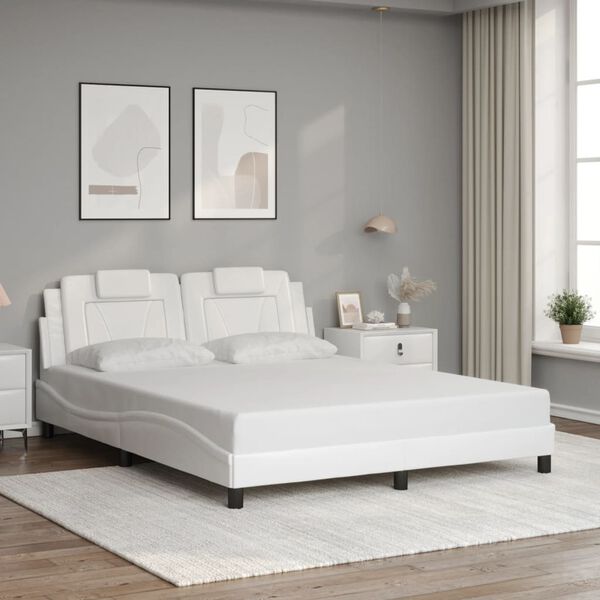 vidaXL Bedframe "Viana" met LED zonder matras wit 160x200 cm
