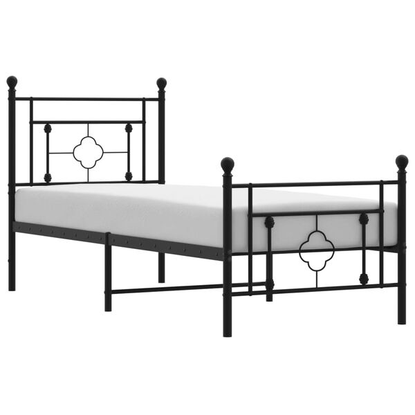 vidaXL Bedframe met hoofd- en voeteneinde metaal zwart 75x190 cm
