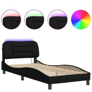 vidaXL Bedframe met LED zonder matras "Hvar" 90x200 cm stof zwart