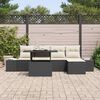 vidaXL Tuin Sofa Set met kussen 6 pcs Zwart en Cr&egrave;me poly rattan