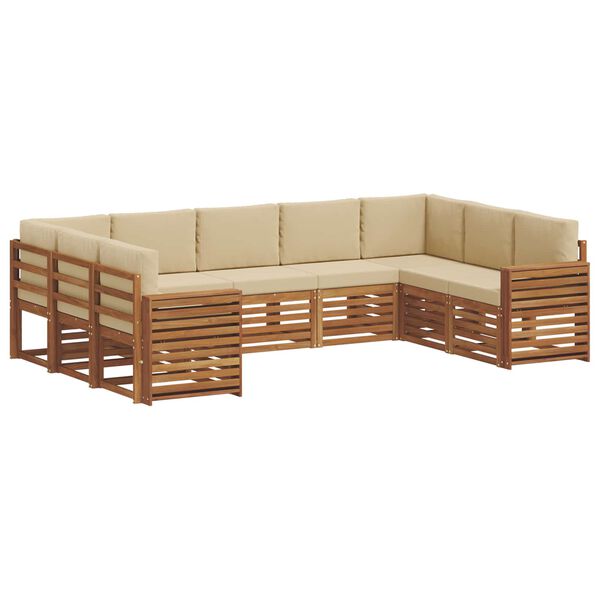 vidaXL Sofa-Sets 9 pcs Natuurlijk en Beige Massief Acaciahout