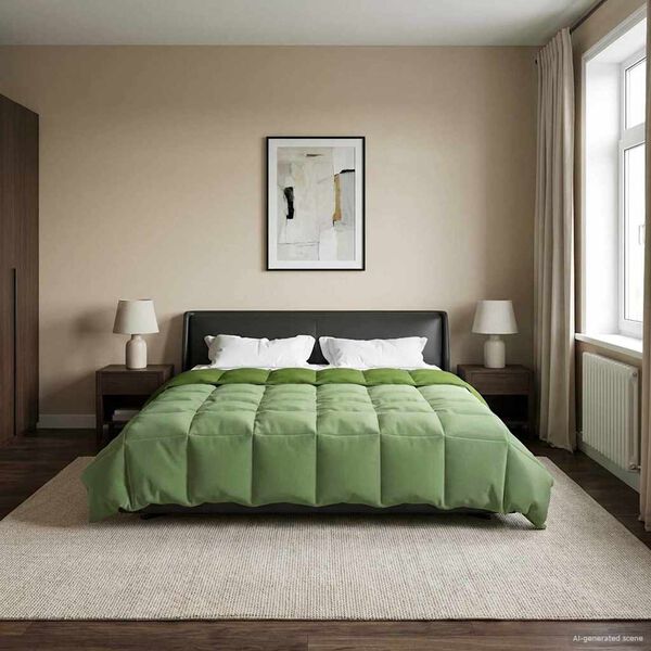 vidaXL Zomer Dekbed Gekwilt Groen 200 x 200 cm Microfiber