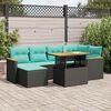 vidaXL 7-delige Loungeset met kussens poly rattan zwart