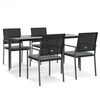 vidaXL 5-delige Tuinset met kussens poly rattan en staal