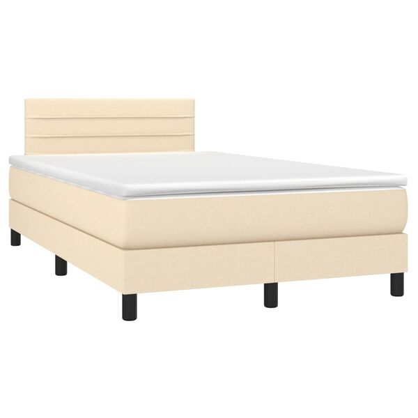 vidaXL Boxspring met matras en LED stof cr&egrave;mekleurig 120x200 cm