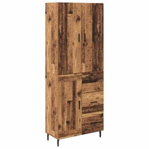 vidaXL Hoge kast met lade 2 pcs Oud Hout Geengineerd Hout en Glas