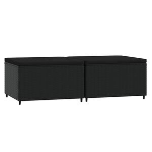 vidaXL Voetensteunen 2 st met kussens poly rattan zwart