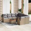 vidaXL Tuinbankenset met opslag 9 pcs Beige en Licht Grijs poly rattan