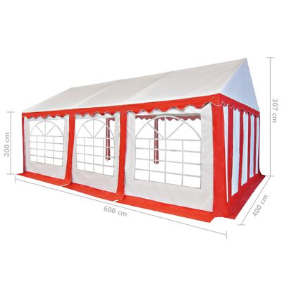 vidaXL Tuinpaviljoen 4x6 m PVC rood en wit