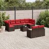 vidaXL 10-delige Loungeset met kussens poly rattan bruin