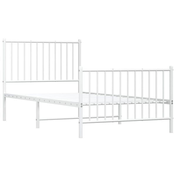 vidaXL Bedframe met hoofd- en voeteneinde metaal wit 90x190 cm