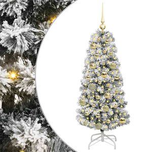 vidaXL Kunstmatige Inklapbare Kerstboom 150 LED's Groen en Wit 120 cm