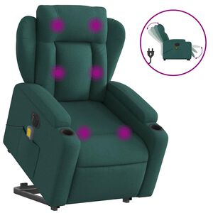 vidaXL Sta-op-massagestoel elektrisch verstelbaar stof donkergroen