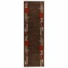 vidaXL Tapijtloper FLORNES Geweven Bruin Bladeren 67 x 150 cm PP 7 mm