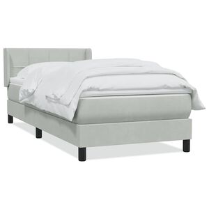 vidaXL Boxspring met matras fluweel lichtgrijs 80x220 cm