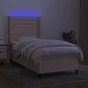 vidaXL Boxspring met matras en LED stof cr&egrave;mekleurig 100x200 cm