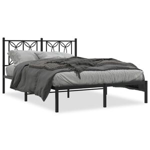 vidaXL Bedframe met hoofdbord metaal zwart 135x190 cm