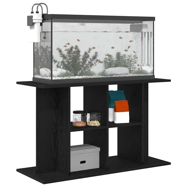 vidaXL Aquariumstandaard Zwart Eiken 100x40x60 cm Bewerkt Hout