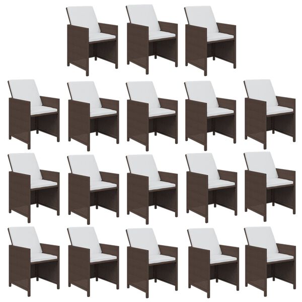 vidaXL 19-delige Tuinset met kussens poly rattan bruin