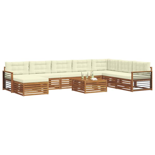 vidaXL Sofa-Sets 9 pcs Natuurlijk en Cr&egrave;me Massief Acaciahout