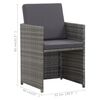 vidaXL 17-delige Tuinset met kussens poly rattan grijs