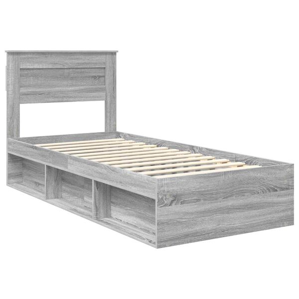 vidaXL Bedframe Grijs Sonoma 100 x 200 cm Massief grenenhout