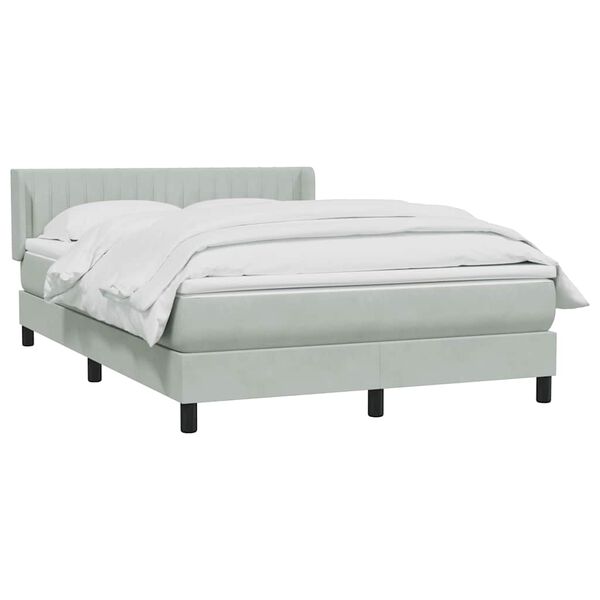 vidaXL Boxspring met matras fluweel lichtgrijs 140x210 cm