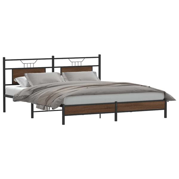 vidaXL Bedframe zonder matras 183x213 cm spaanplaat bruin eikenkleurig