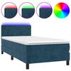 vidaXL Boxspring met matras en LED fluweel donkerblauw 90x190 cm