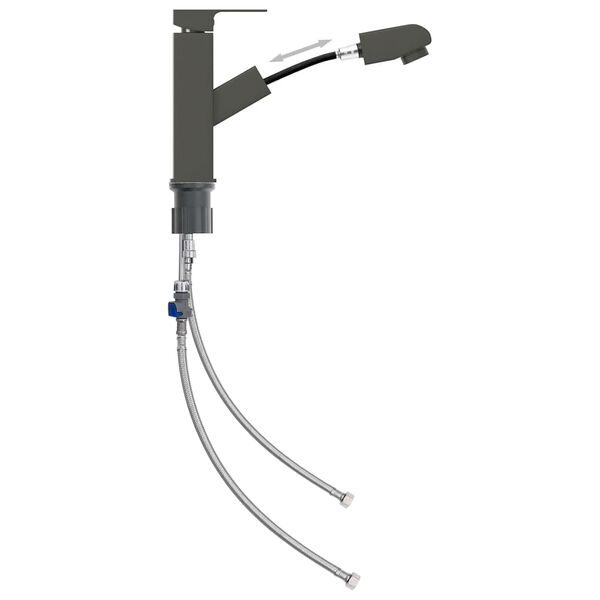 vidaXL Wastafelkraan met uittrekfunctie 157x172 mm grijs