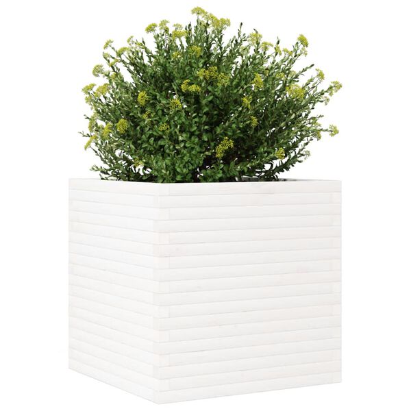 vidaXL Plantenbak 70x70x68,5 cm massief grenenhout wit