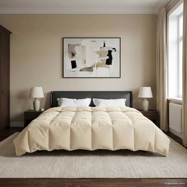 vidaXL Winter Dekbed Gekwilt Cr&egrave;me 200 x 220 cm Microfiber