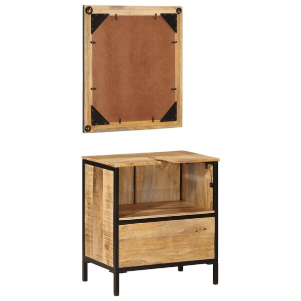 vidaXL 2-delige Badkamermeubelset ijzer en massief mangohout