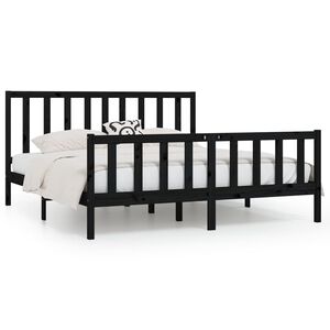 vidaXL Bedframe massief hout zwart 200x200 cm