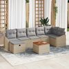 vidaXL Tuin Sofa Set met kussen met opslag 8 pcs Beige Poly riet