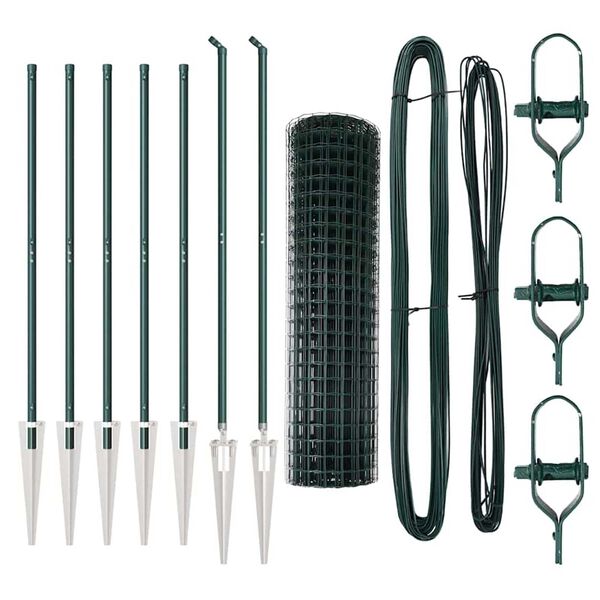 vidaXL Hek met Paal Groen 1,4 x 10 m Staal en PVC