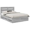 vidaXL Bedframe met lade Grijs Sonoma 150 x 200 cm Ingenieurshout