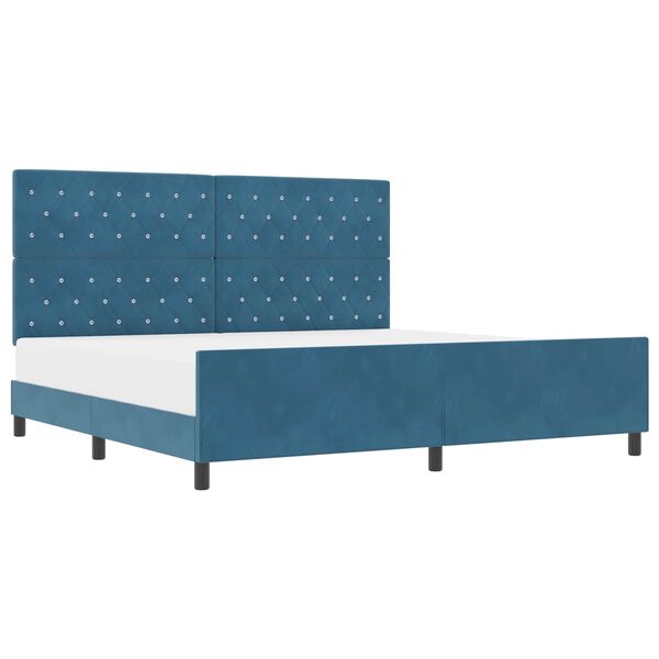vidaXL Boxspringbed met hoofdeinde Donkerblauw 200 x 200 cm Fluweel