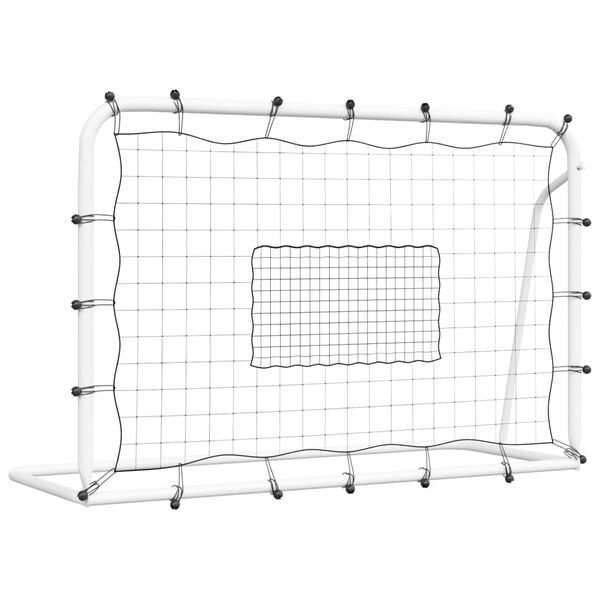 vidaXL Voetbalrebounder 184x61x123 cm staal en PE wit en zwart