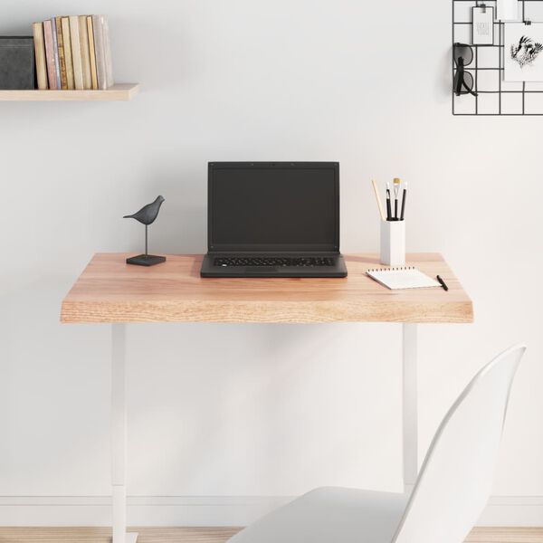 vidaXL Tafelblad natuurlijke rand 80x50x(2-4) cm eikenhout lichtbruin