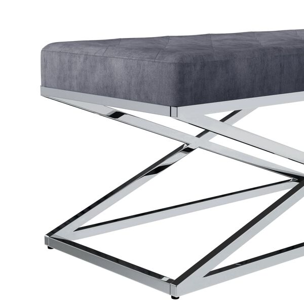 vidaXL Bankje 97 cm fluweel en roestvrij staal grijs