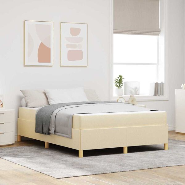 vidaXL Bedframe met matras Cr&egrave;me 140 x 200 cm Stof