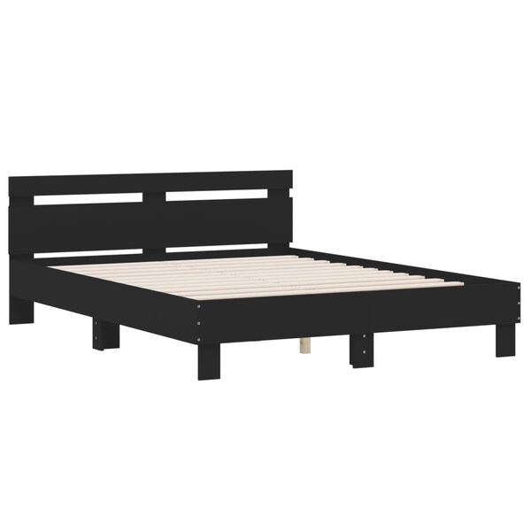 vidaXL Bedframe met hoofdbord bewerkt hout zwart 140x200 cm
