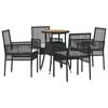 vidaXL Tuin eettafelset 5 st Zwart poly rattan