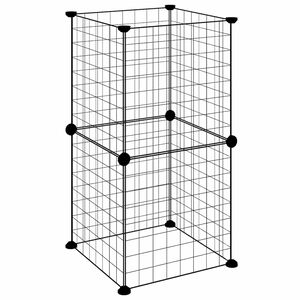 vidaXL Huisdierenkooi met 8 panelen 35x35x70 cm staal zwart
